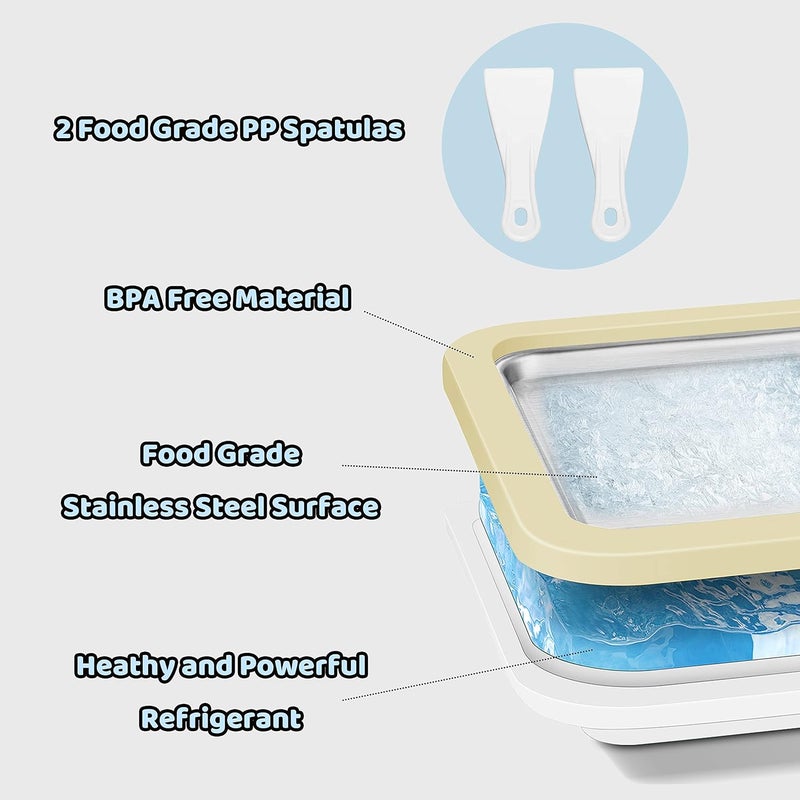 JoyMech Ice Cream Roll Maker Rolled Ice Cream Machine, Sweet Spot Pan, Instant Cold Plate, Ideal for Making Rolled Ice Cream Soft Serve Slushies Frozen Yogurt Sorbet and Gelato (Yellow) - Image 4